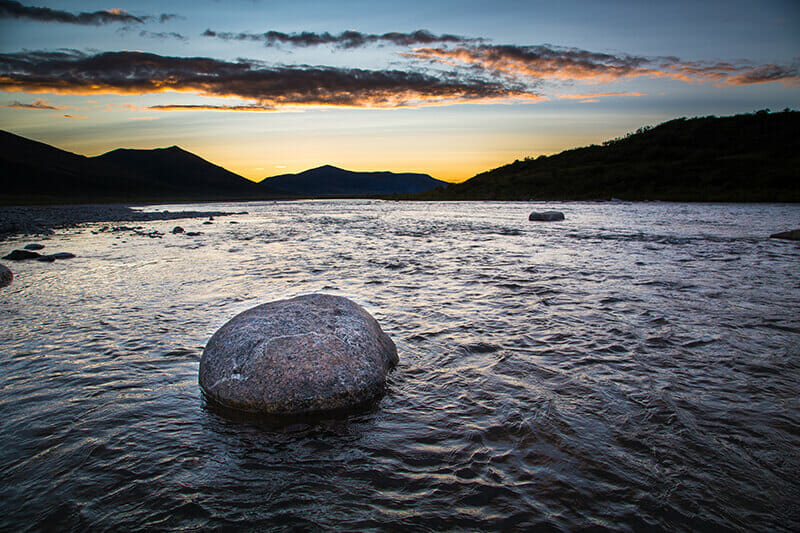Sunset over the Noatak River, Gates of the Arctic National Park, AK USA. Arctic Wild