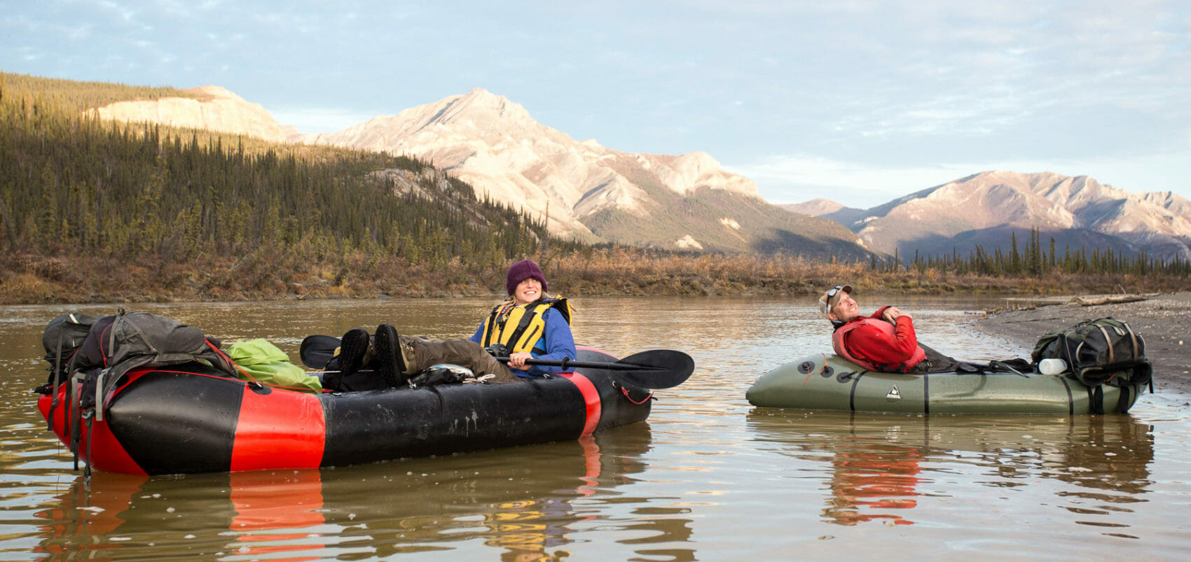 Packrafting on the Alatna River in Gates of the Arctic National Park Alaska
