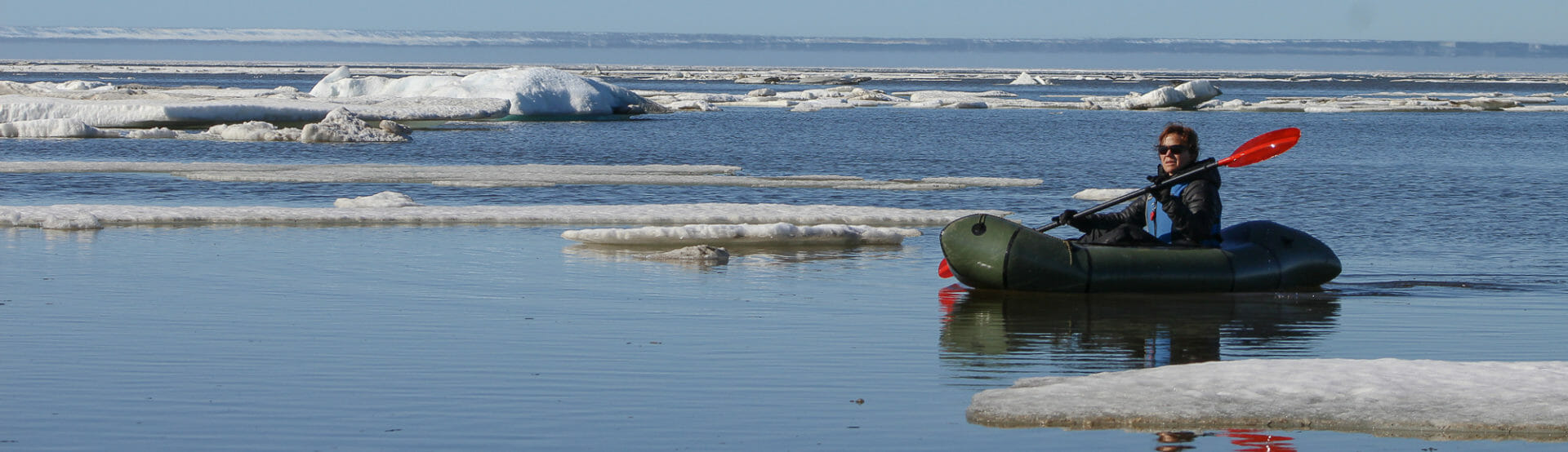 packrafting in the sea ice of the beaufort sea in arctic alaska