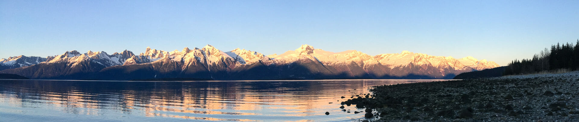 calm waters of lynn canal and light on the chilkat range