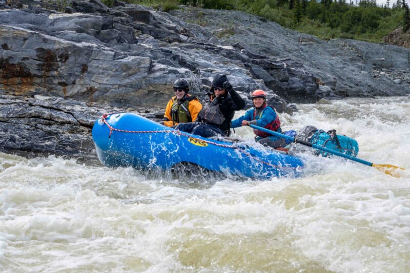 Having fun Whitewater Rafting on the Firth River with Arctic Wild.